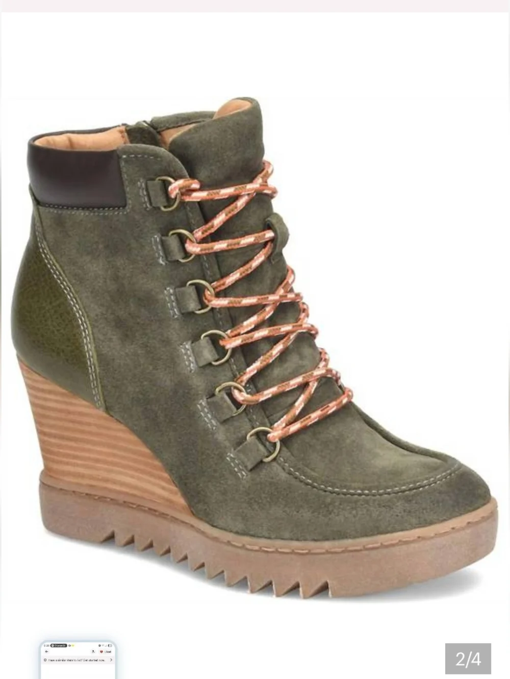 NEW SOFFT Underlyn Wedge Hiker Boot in Army Green